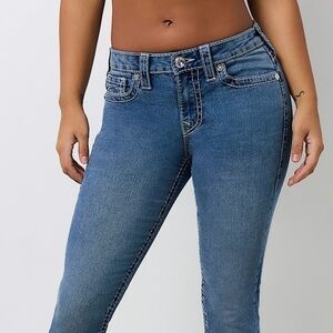 True Religion Jeans Cora Mid Rise Straight leg Jeans w/Flap Pockets